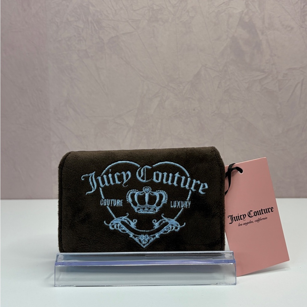 Juicy Couture Girlie Royalty Double Sides Trifold Wallet - Chocolate - VIRAL HTF